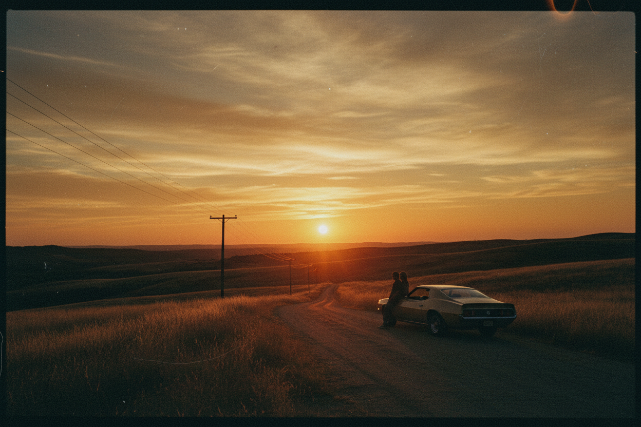 Retro Sunset Landscape